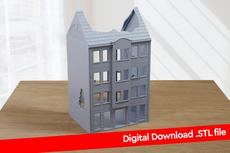 Berlin Destroyed Residential Building T1 - Digital Download .STL Files for 3D Printing