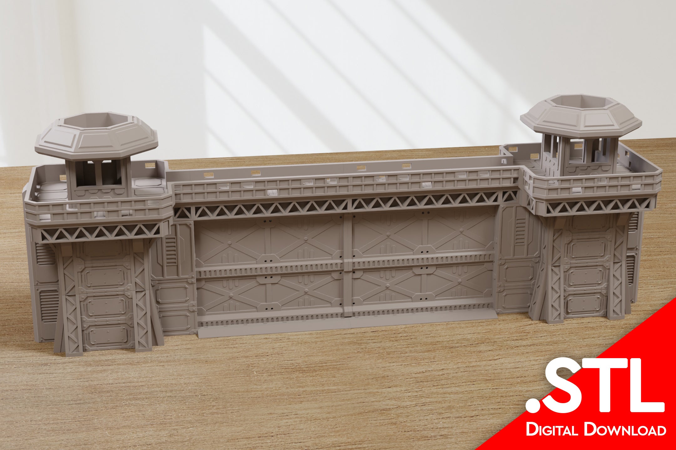 Grimdark Checkpoint Gate & Watch Towers – Modular Sci-Fi Wargaming Ter