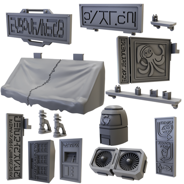 Terrain Crate: Sci-Fi Battlezone Street Accessories – 28mm Terrain for Urban Wargames