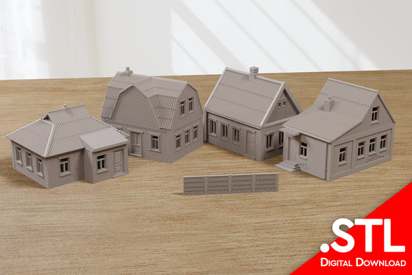 Set of Four Ukrainian Surbuban / Village Houses - Digital Download .STL Files for 3D Printing