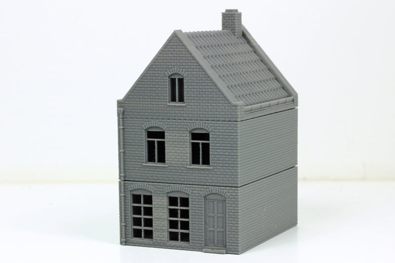 Dutch Spout Facade House - Tabletop Wargaming WW2 Terrain | 15mm 20mm 28mm HO Miniature 3D Printed Model | Bolt Action