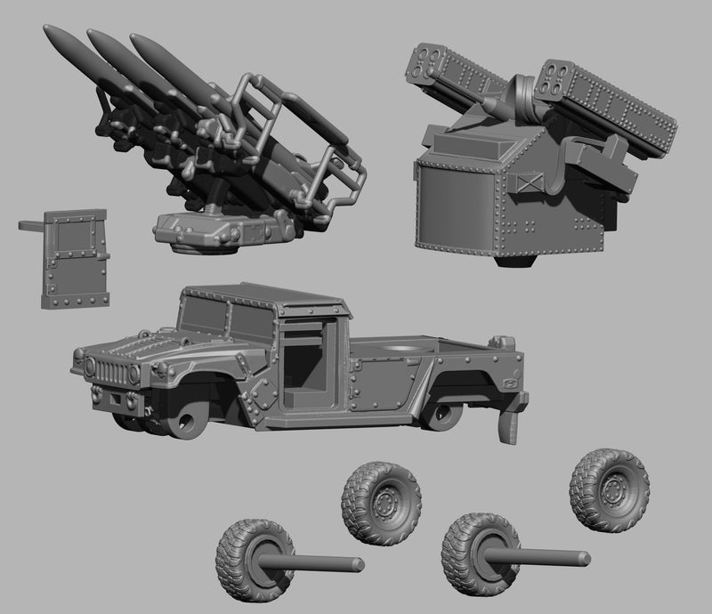 Armed Humvee (Hummer) - Miniature Gaming Tabletop RPG - 28mm Vehicle