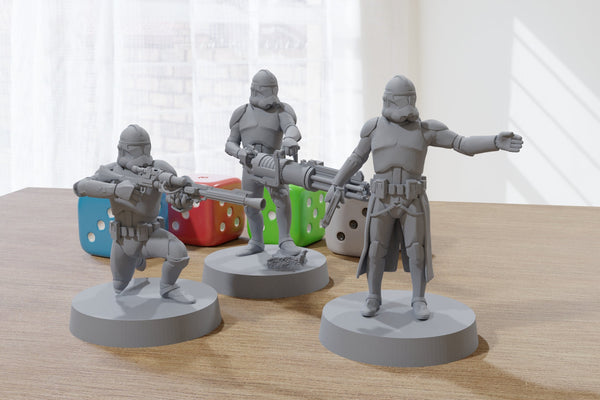 Clone Trio - Star Wars Legion 35mm Proxy Miniature for Tabletop RPG