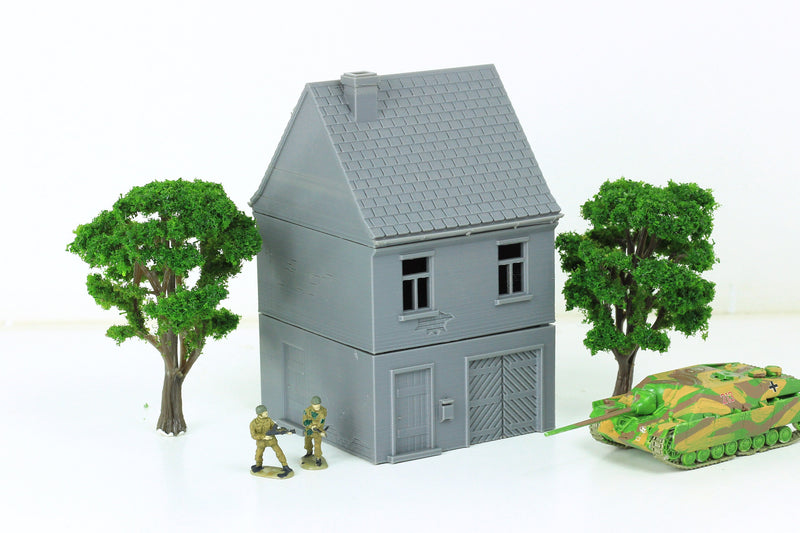 German Village Set of 4 Houses - Tabletop Wargaming Terrain - Miniature Gaming - 3D Printed