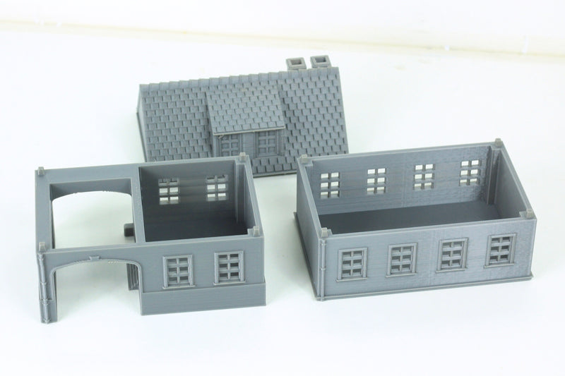 German Village Set of 4 Houses - Tabletop Wargaming Terrain - Miniature Gaming - 3D Printed