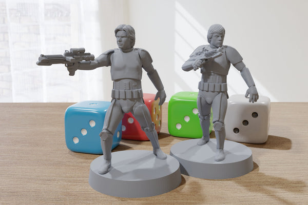 Han and Luke Stormtroopers - Star Wars Legion 35mm Proxy Miniature for Tabletop RPG
