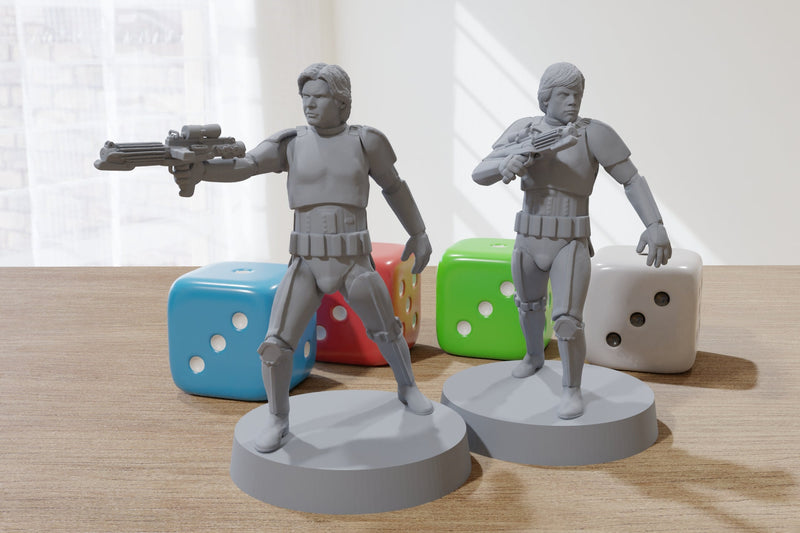 Han and Luke Stormtroopers - Star Wars Legion 35mm Proxy Miniature for Tabletop RPG