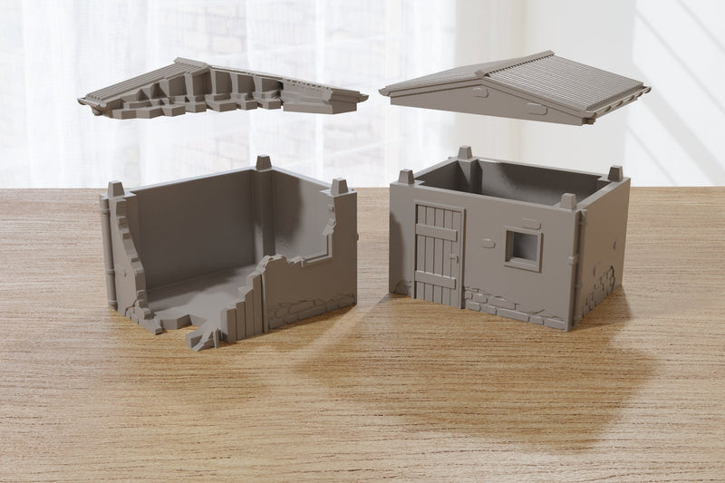 Normandy French Village Shed T2 (VOLUME 2) - Tabletop Wargaming Terrain | Destroyed - Intact | 3D Printed Miniature | Flames of War