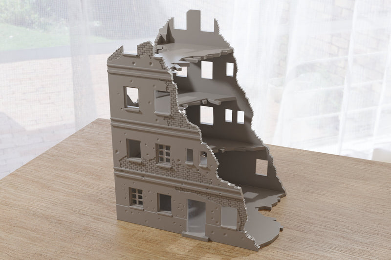 Stalingrad Ruined Apartments SRH MST1 - Tabletop Wargaming WW2 Terrain | Miniature 3D Printed Model | Flames of War & Bolt Action