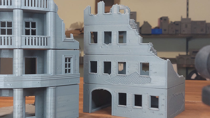 Stalingrad Ruins Set - Tabletop Wargaming WW2 Terrain | Miniature 3D Printed Model | Flames of War & Bolt Action