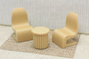 Curvy Chair Set - Dollhouse Miniature 1:12 Miniature Dollhouse Furniture - 3D Printed Wood
