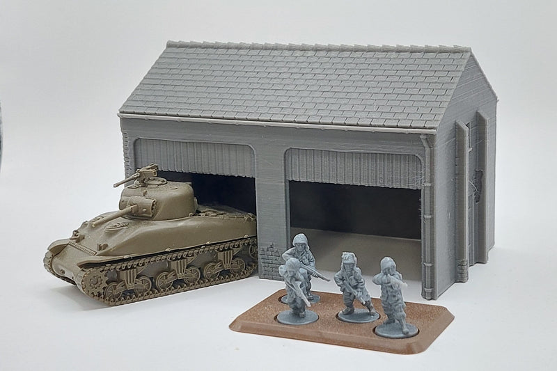 Truck Garage - Tabletop Wargaming WW2 Terrain | Miniature 3D Printed Model | Flames of War - Chain of Command