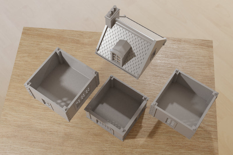 French Commercial Corner House T3 - Tabletop Wargaming WW2 Terrain | Miniature 3D Printed Model | Flames of War & Bolt Action