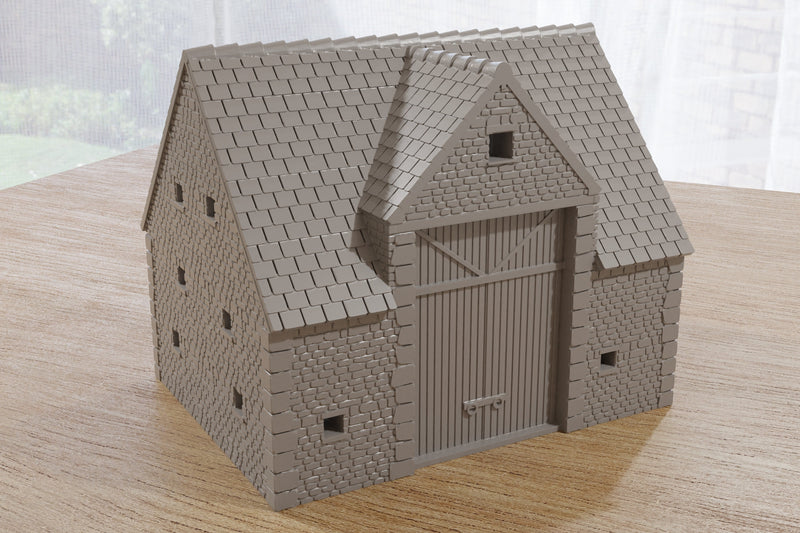 Normandy French Farm Barn - Tabletop Wargaming WW2 Terrain | Proxy 3D Printed Miniature for Bolt Action - Chain of Command - Flames of War