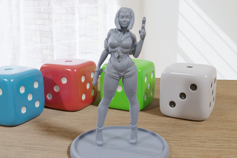 Sexy Bounty Hunter Faye - 3D Printed Proxy Minifigures for Sci-fi Miniature Tabletop Games like Stargrave and Five Parsecs from Home
