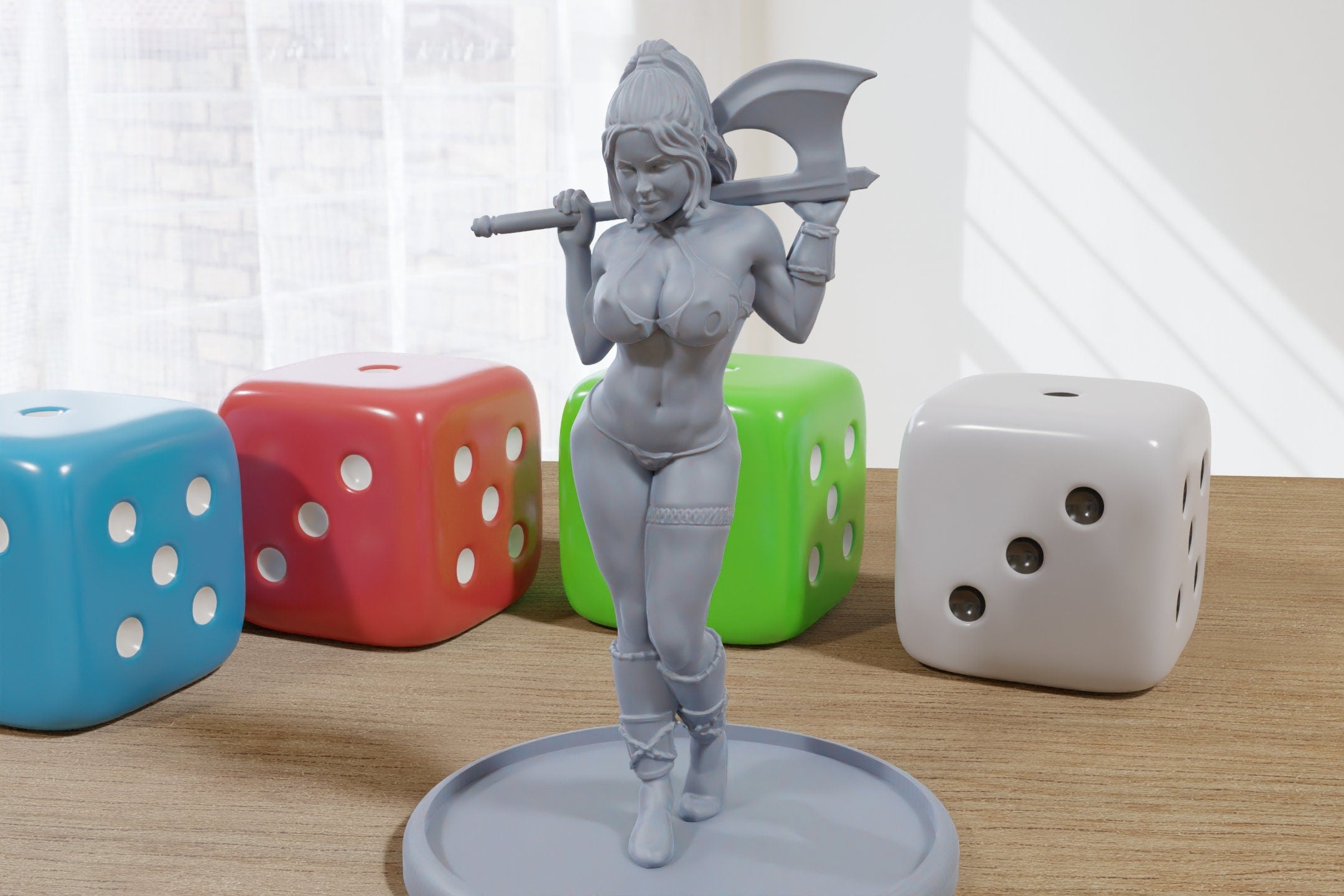 Sexy Barbarian Pinup 3d Printed Minifigures For Fantasy Miniature Ta