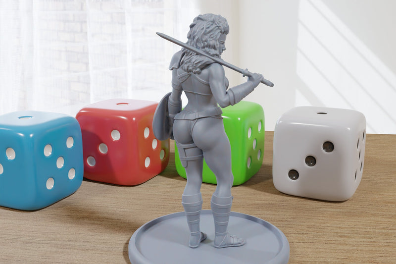 Sexy Warrior Girl - 3D Printed Minifigures for Fantasy Miniature Tabletop Games DND, Frostgrave 28mm / 32mm