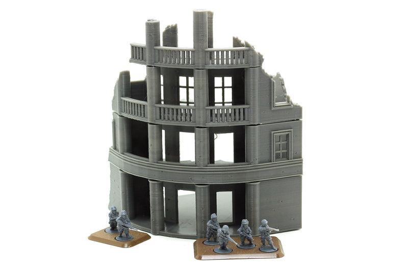 Stalingrad Ruined Corner Hotel SRH MST4 - Tabletop Wargaming WW2 Terrain | Miniature 3D Printed Model | Flames of War & Bolt Action