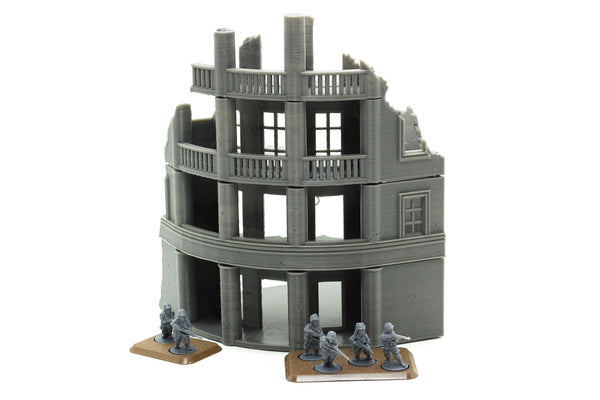 Stalingrad Ruined Corner Hotel SRH MST4 - Tabletop Wargaming WW2 Terrain | Miniature 3D Printed Model | Flames of War & Bolt Action