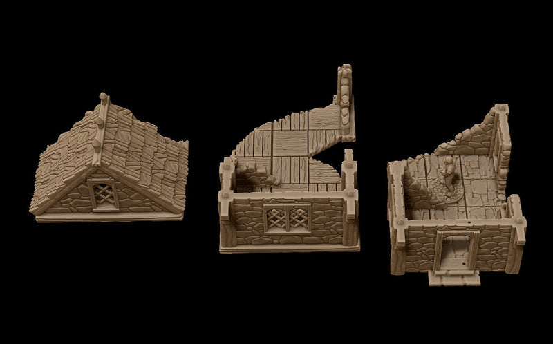 Ferisia Ruined Farmer House - 3D Printed Terrain compatible with Tabletop Games like DND 5e, Frostgrave