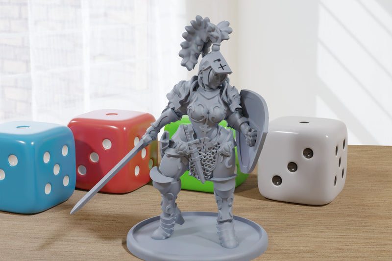 Female Knight - 3D Printed Minifigures for Fantasy Miniature Tabletop Games, TTRPG, DND, Frostgrave