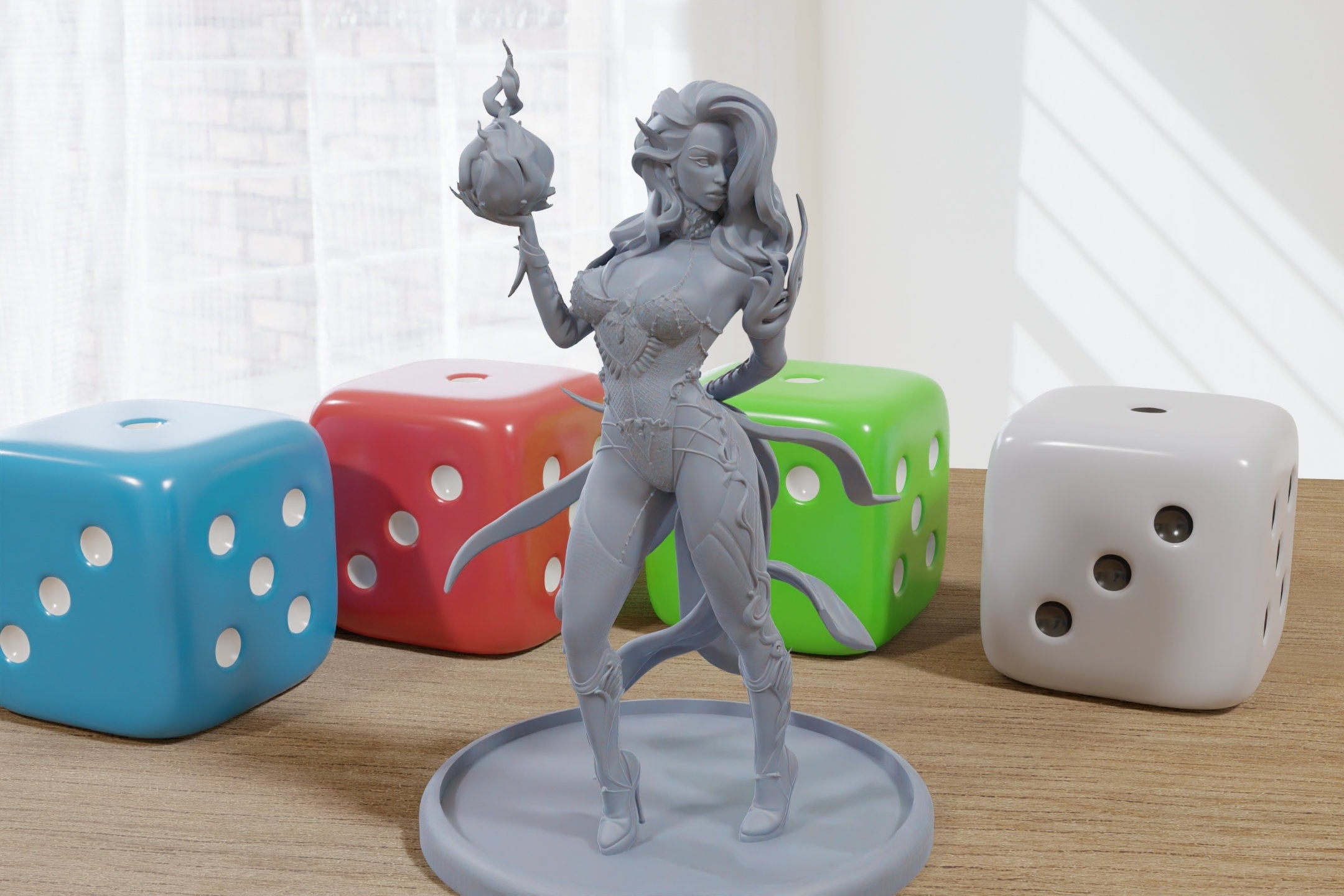 Dark Elf Wizard Sexy Pinup 3D Printed Minifigures for Fantasy Miniatur