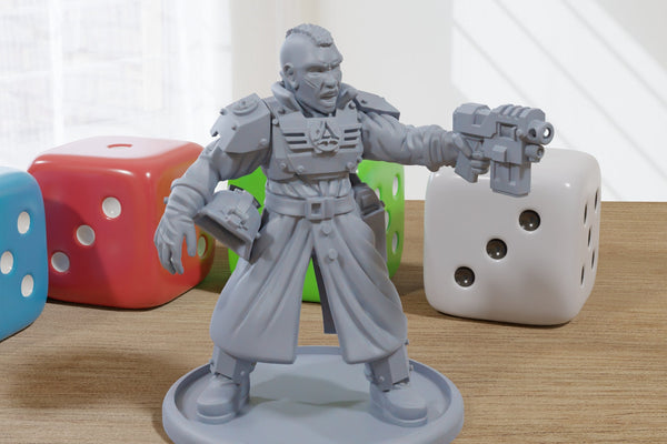 Commander Kaledon Fortis - 3D Printed Proxy Minifigures for Sci-fi Miniature Tabletop Games like Stargrave and Five Parsecs from Home