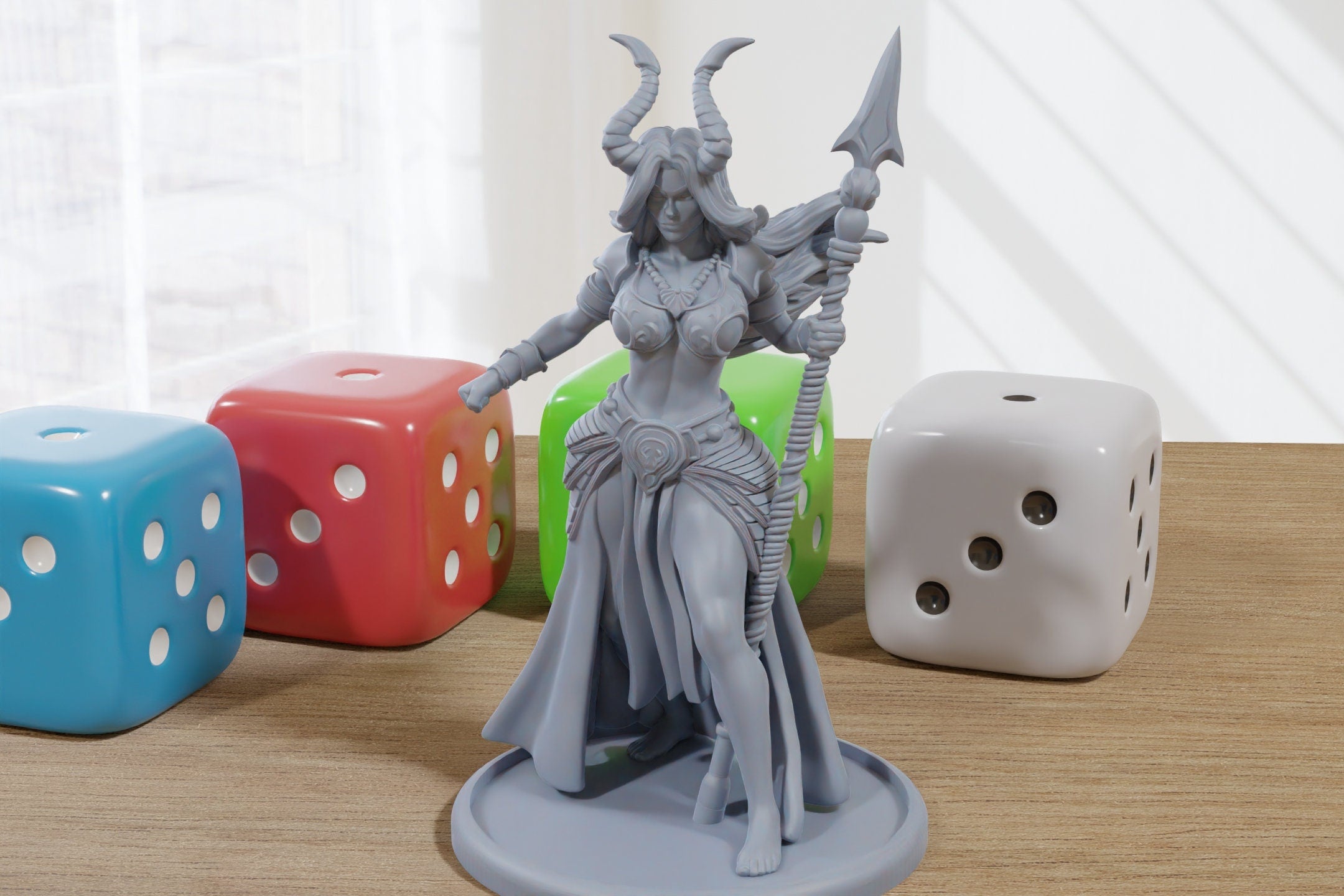 Dalia with Horns - 3D Printed Minifigure - Proxy Minis for DnD, Baldur