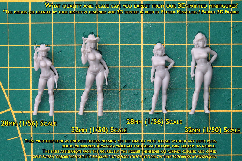 Fighter Girls Gang Sexy Pin-Up - 3D Printed Minifigures for Fantasy Miniature Tabletop Games DND, Frostgrave 28mm / 32mm / 75mm