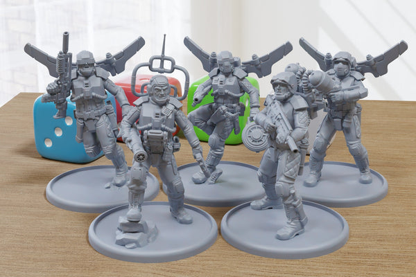 Airborne Reinforcement - 3D Printed Proxy Minifigures for Sci-fi Miniature Tabletop Games like Stargrave and Five Parsecs from Home