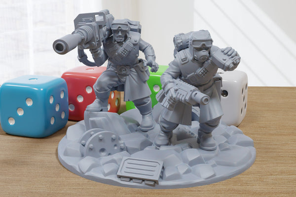 Desert Hawks Lascannon Team - 3D Printed Proxy Minifigures for Sci-fi Miniature Tabletop Games like Stargrave and Five Parsecs from Home