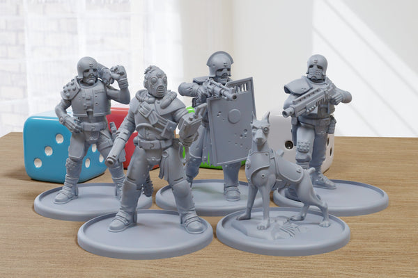 Night Shift - 3D Printed Proxy Minifigures for Sci-fi Miniature Tabletop Games like Stargrave and Five Parsecs from Home