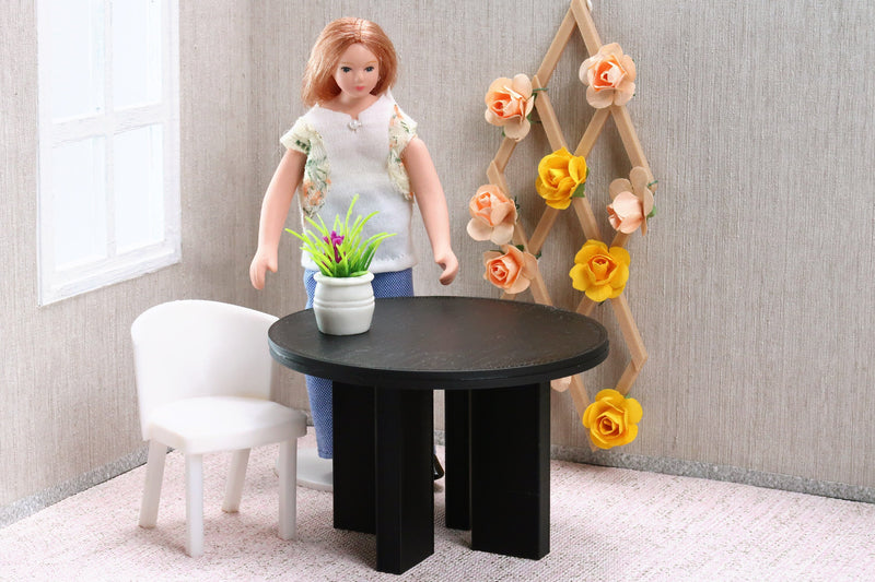 Round Modern Dining Table - Dollhouse Miniature 1/12 & 1/18 Miniature Dollhouse Furniture