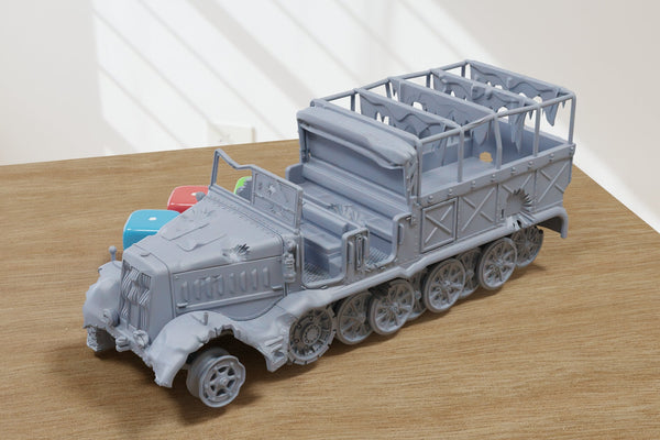 Destroyed Half-track Sd.Kfz.9- 3D Printed Miniature Wargaming Combat Vehicle - 28mm / 20mm / 15mm Scale