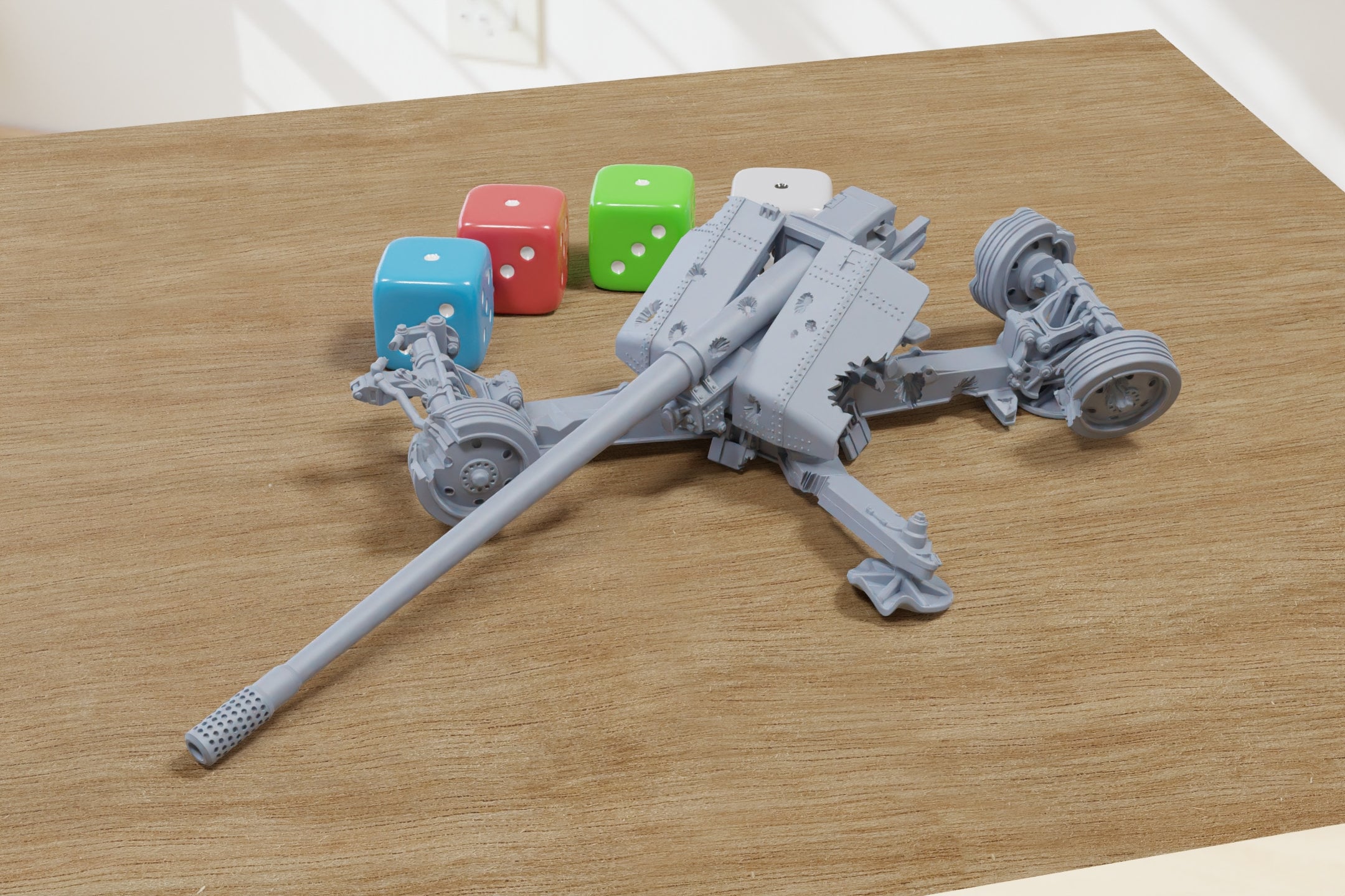 Destroyed Pak 44 - 128mm anti-tank gun - 3D Printed Miniature Wargamin