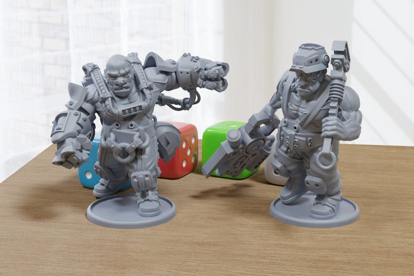 Industrial Ogres - 3D Printed Proxy Minifigures for Sci-fi Miniature Tabletop Games like Stargrave and Five Parsecs from Home