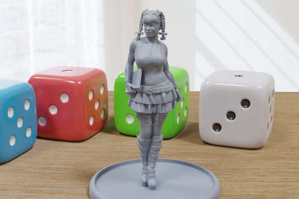 Liza Punk School Girl Sexy Pin-Up - 3D Printed Minifigures for Fantasy Miniature Tabletop Games DND, Frostgrave 28mm / 32mm / 75mm
