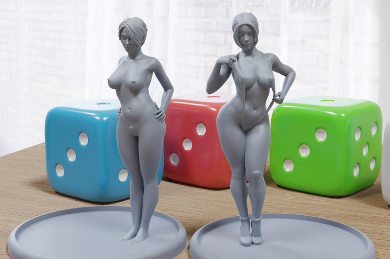 Bikini Strippers Sexy Pin-Up - 3D Printed Minifigures for Fantasy Miniature Tabletop Games DND, Frostgrave 28mm / 32mm / 75mm