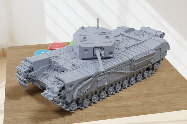 Destroyed Churchill MK.III - 3D Printed Miniature Wargaming Combat Vehicle - 28mm / 20mm / 15mm Scale