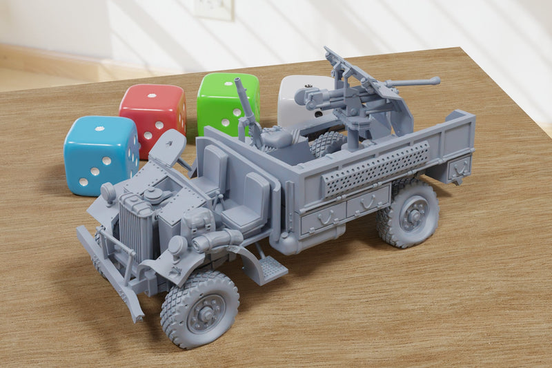 Destroyed Ford F-30 LRDG with Bofors 37mm - 3D Printed Miniature Wargaming Combat Vehicle - 28mm / 20mm / 15mm Scale