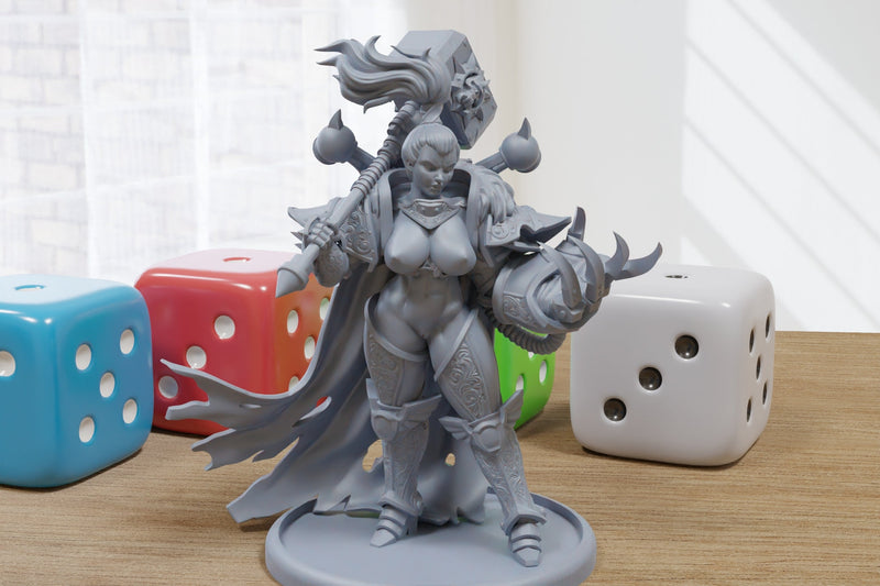 Female Space Knight Evadon Sexy Pin-Up - 3D Printed Minifigures for Fantasy Miniature Tabletop Games DND, Frostgrave 28mm / 32mm / 75mm