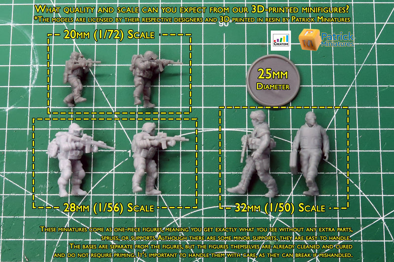 US Airborne Spec - 3D Printed Miniature Wargames Minifigures - 28mm / 32mm Scale