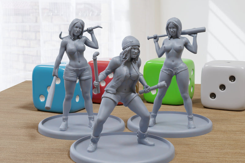 Naughty Hooligan Girls - 3D Printed Minifigures for Fantasy Miniature Tabletop Games DND, Frostgrave 28mm / 32mm / 75mm