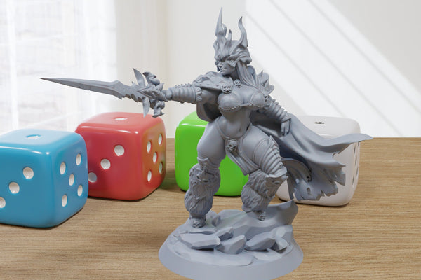Lich Queen Sexy Pin-Up - 3D Printed Minifigures for Fantasy Miniature Tabletop Games DND, Frostgrave 28mm / 32mm / 75mm