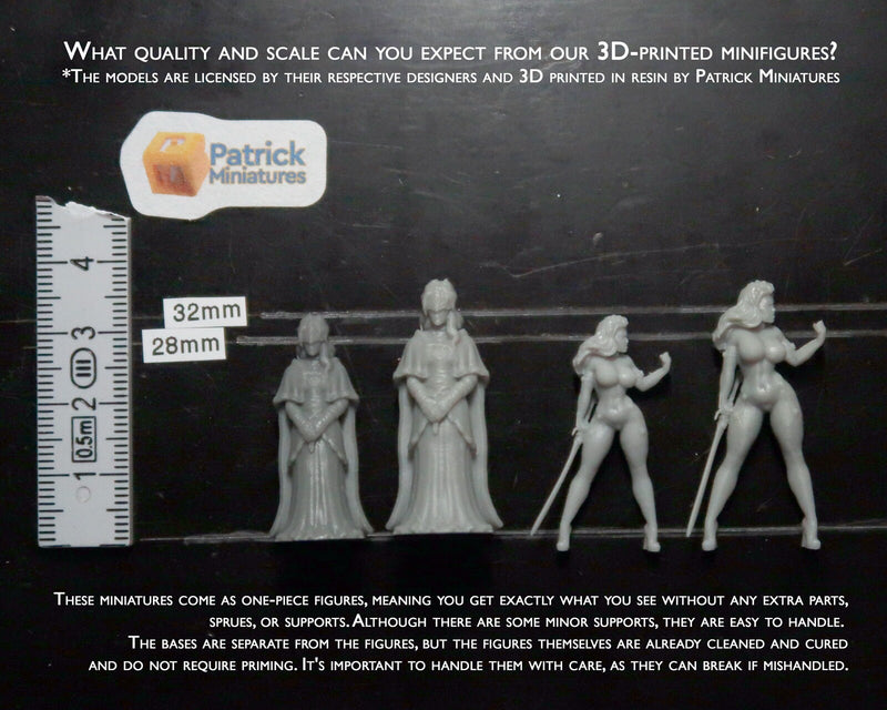 Stripclub Females Set - 3D Printed Proxy Minifigures for Sci-fi and Cyberpunk Themed Miniature Tabletop Games