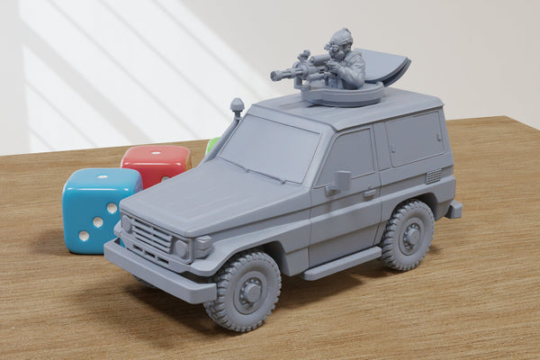 Multi Purpose SUV with gunner - 3D Printed - 28mm Scale - Miniature Wargaming Vehicle - Tabletop Wargames