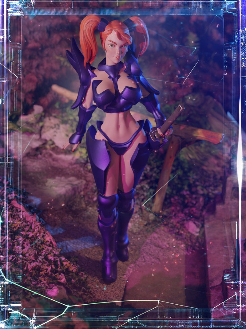 Steel Hearts Blonde Cyber Wear - Sexy Pin-Up Fan Art - 3D Resin Print Figure - 75mm Scale