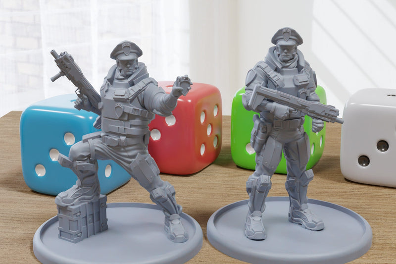 Traffic Police - 3D Printed - Cyberpunk / Sci-Fi - Tabletop Miniature Wargaming - 28mm / 32mm Scale Minifigures