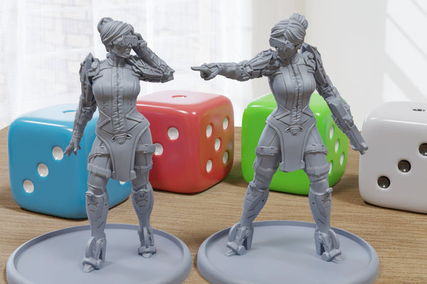 Valeria McCoin - 3D Printed - Cyberpunk / Sci-Fi - Tabletop Miniature Wargaming - 28mm / 32mm Scale Minifigures