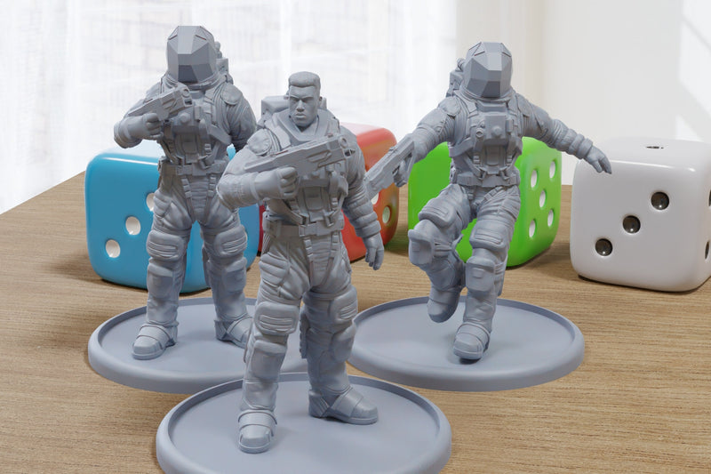 Nomad Spacewear - 3D Printed - Cyberpunk / Sci-Fi - Tabletop Miniature Wargaming - 28mm / 32mm Scale Minifigures